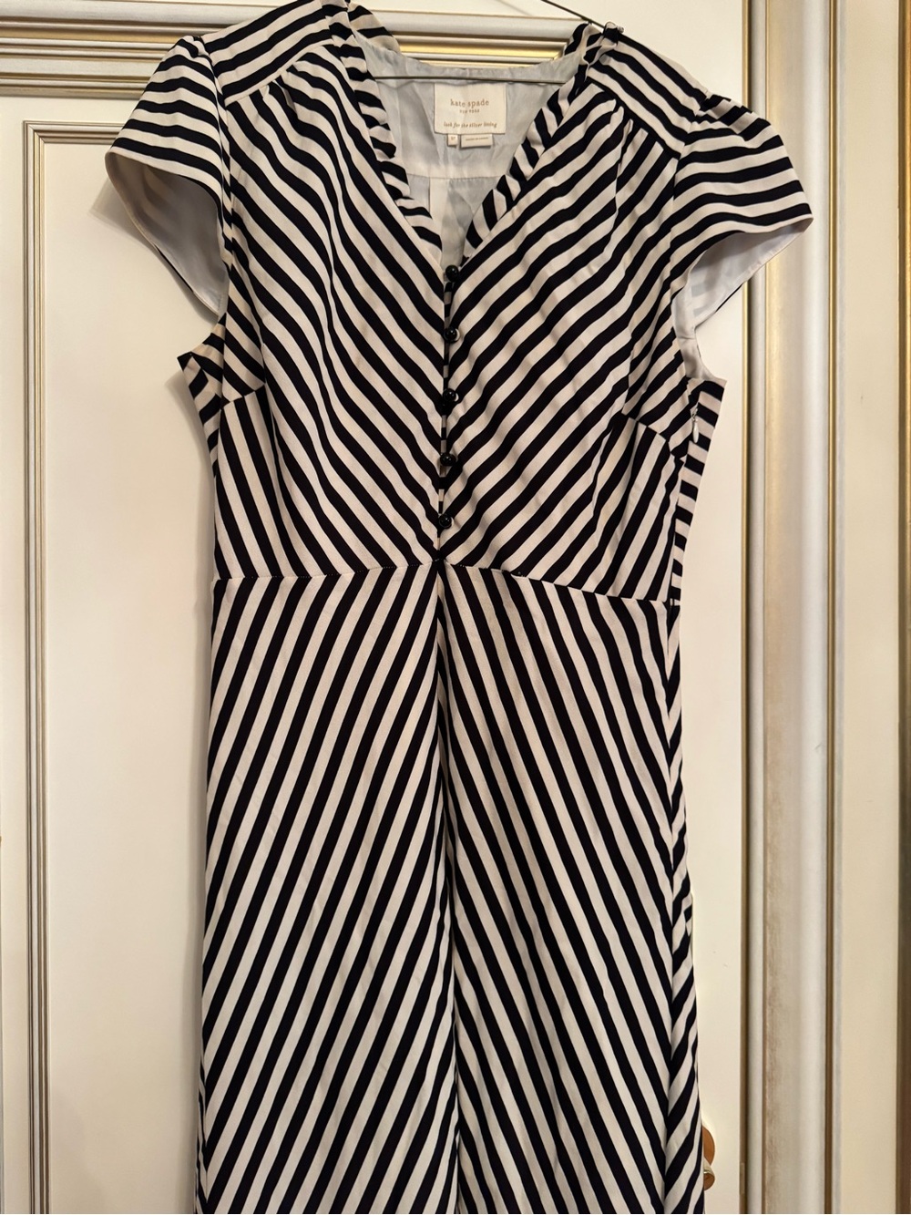kate spade Black & White Diagonal Stripe Midi Dress